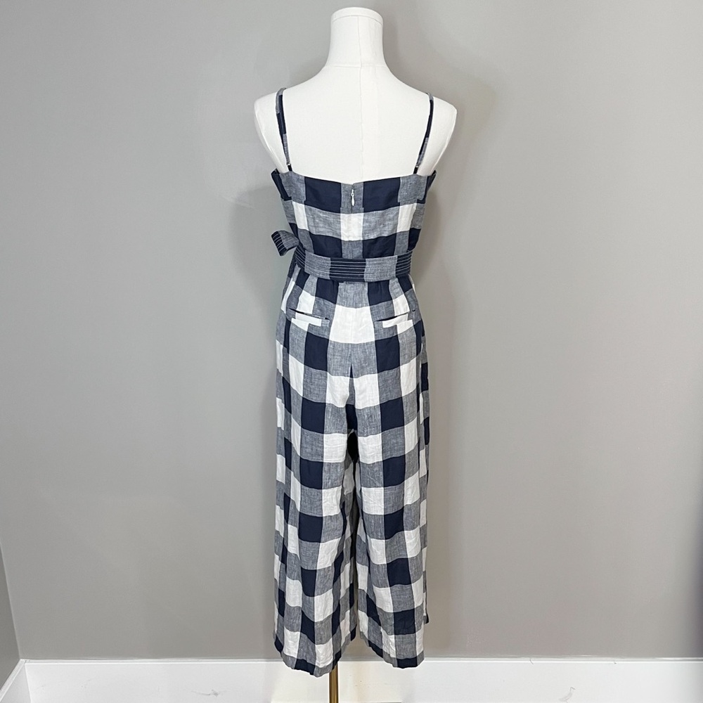 J. Crew 100% Linen Gingham Beauchamps Jumpsuit Size 4 - Picture 6 of 11